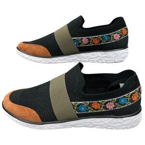 Muk Luks Multicolor Floral Boardwalk Powerwalk Slip-On Sneakers Size 9.5